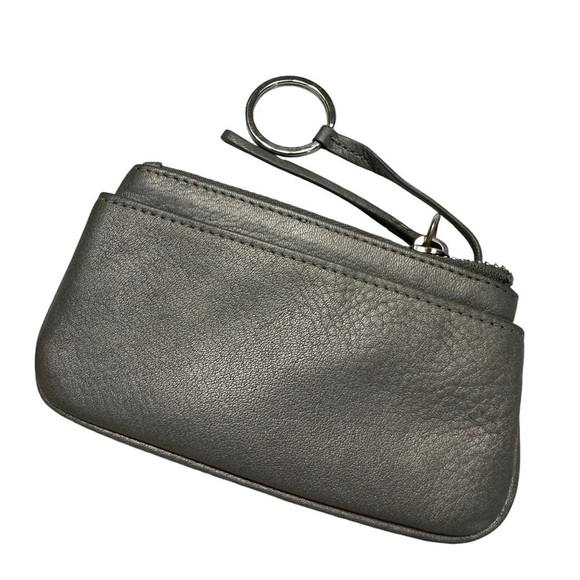 Cole Haan Metallic Pewter Leather Crossbody and Matching Wristlet Keyholder - Picture 9 of 10